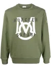 Moncler Logo-appliquéd Printed Cotton-jersey Sweatshirt In Green