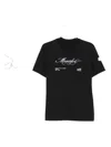 Moncler Cotton Crew Neck T-shirt With Embroidered Logo In Black