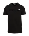 Moncler Men T-shirt With Flocked Cotton Logo In Black