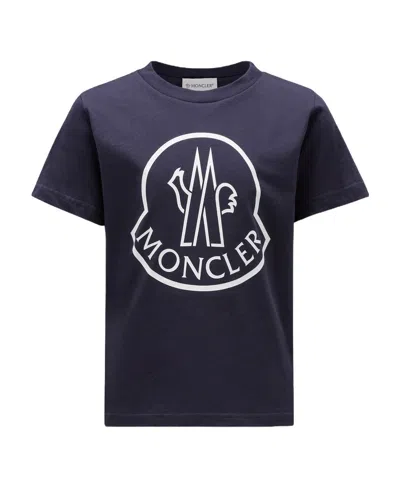 Moncler Logo-print Cotton T-shirt In Blue