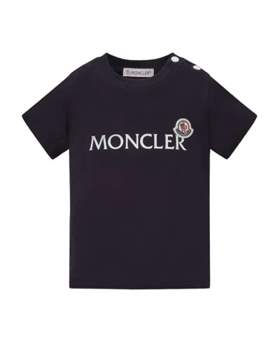 Moncler Logo-print Cotton T-shirt In Blue