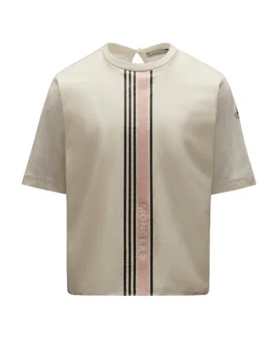 Moncler Logo-print Cotton T-shirt In Nude