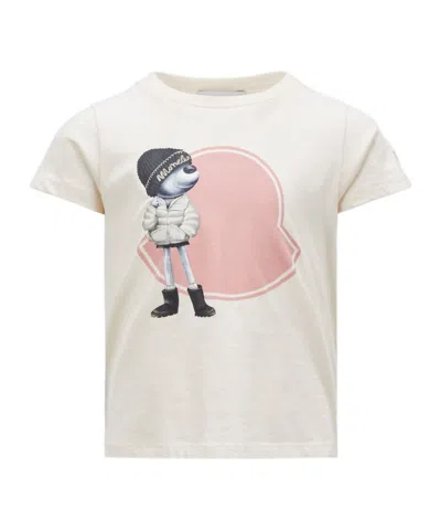 Moncler Logo-print Cotton T-shirt In Nude