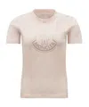 Moncler Logo Crystal-embellished Cotton T-shirt In Pink