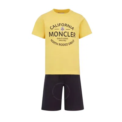 Moncler Logo-print Cotton T-shirt Set In Yellow