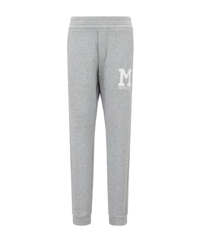 Moncler Logo-print Cotton Track Pants In Gray