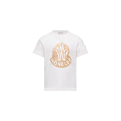 Moncler Kids' T-shirt En Coton À Imprimé Logo, Garçons, Blanc, Taille: 12a In White