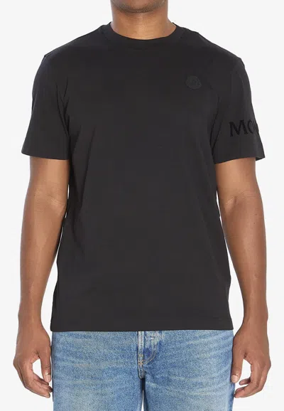 Moncler Soft Cotton Short Sleeve Crew Neck T-shirt In Black