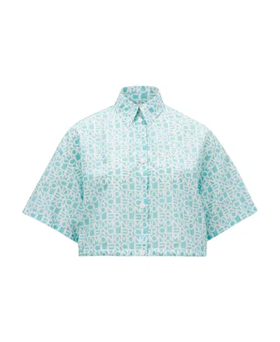 Moncler Woman Shirt Turquoise Size 2 Polyester In Blue