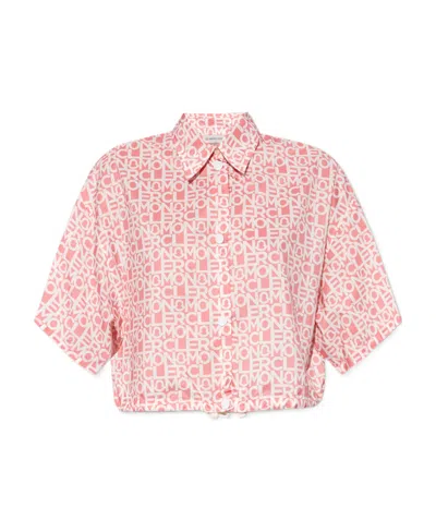 Moncler Logo-print Cropped Shirt In Pink