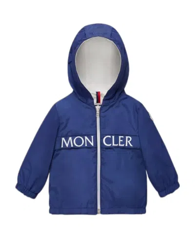 Moncler Logo-print Detail Hooded Jacket In Blue