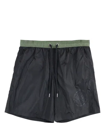 Moncler Logo-print Drawstring Swim Shorts In Black