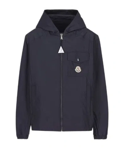 Moncler Logo-print Hooded Jacket In Blue
