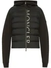 Moncler Cropped Black Sweatshirt With Padded And Smooth Fabric Design In Black