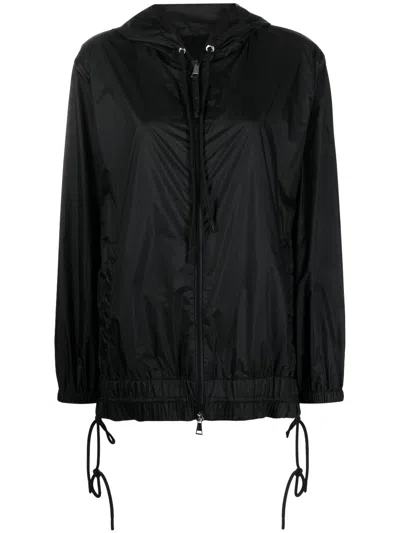 Moncler Hooded Rain Jacket In Black