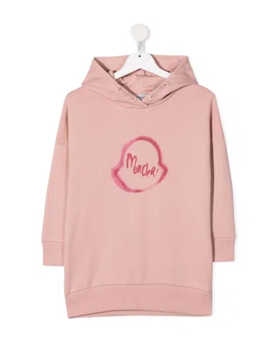 Moncler Logo-print Hoodie Dress In Pink