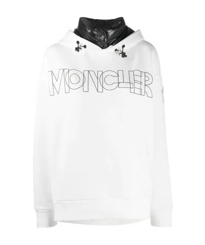 Moncler Logo Print Hoodie In White