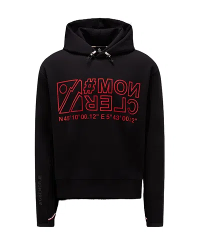 Moncler Logo-print Jersey Hoodie In Black
