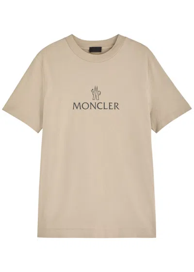 Moncler Logo-print Jersey T-shirt In Neutral
