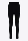 Moncler Brand-embossed Slim-fit High-rise Stretch-woven Leggings In Black