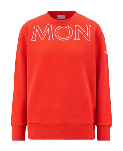 Moncler Logo-print Long-sleeve Sweatshirt In Red