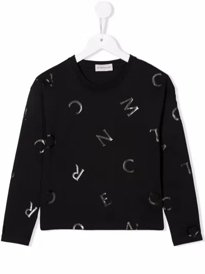 Moncler Logo Print Long-sleeve Top In Black