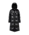 Moncler Cavettaz Hooded Long Down Jacket, Women, Black, Size: 3 In Black