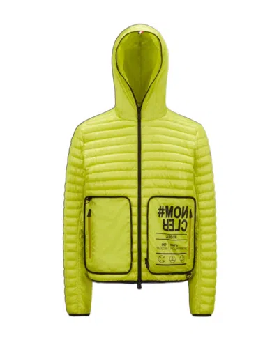 Moncler Logo-print Padded Down Jacket In Yellow