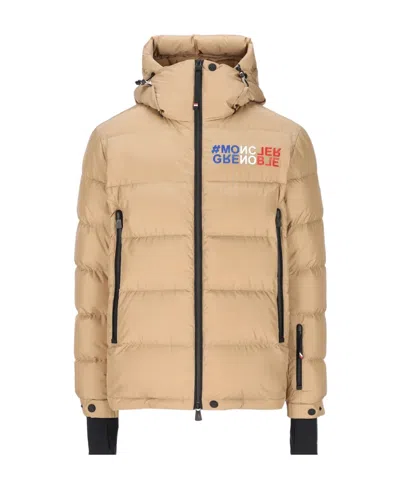 Moncler Logo-print Padded Jacket In Nude