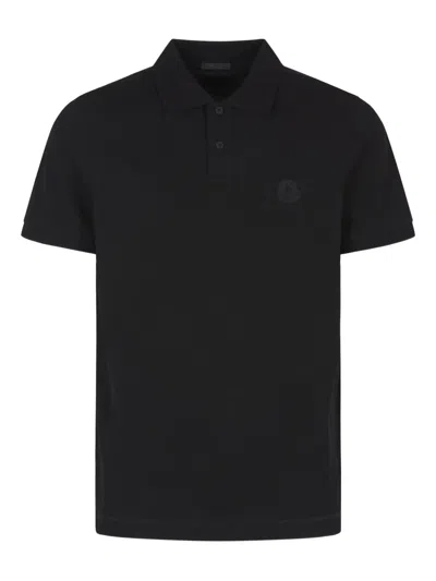 Moncler Logo-print Polo Shirt In Black