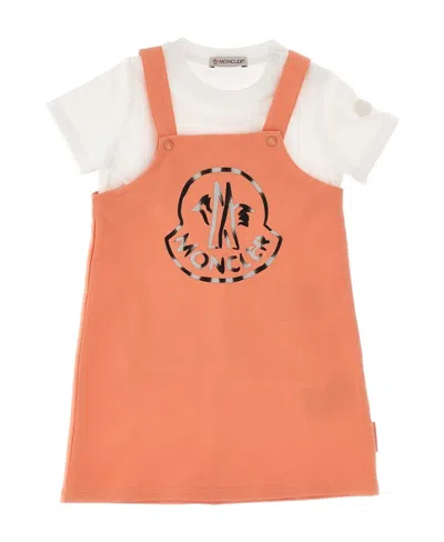 Moncler Logo-print Press-stud Dress In Pink