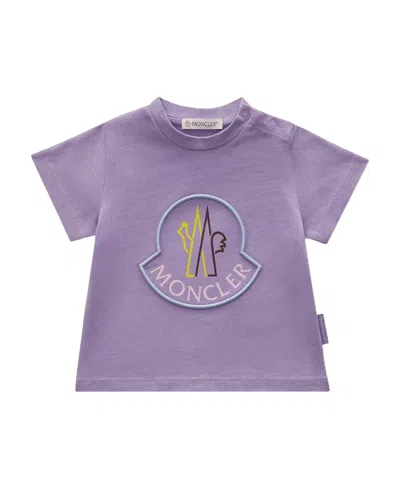 Moncler Logo-print Round-neck T-shirt In Lilac Violet
