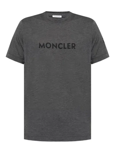 Moncler Logo-print Short-sleeve T-shirt In Gray