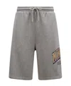 Moncler Grey Logo Print Shorts In Gray