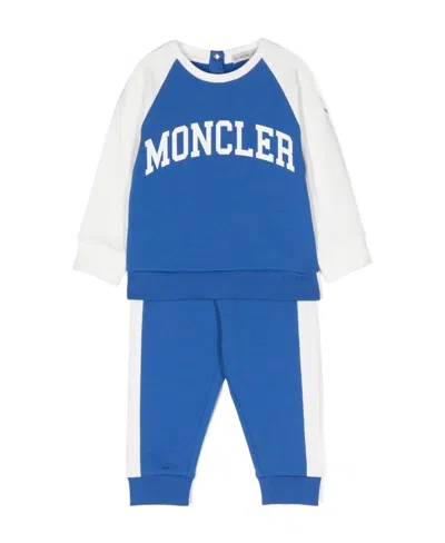 Moncler Logo-print Stretch-cotton Tracksuit In Blue