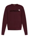 Moncler Maroon Crewneck Logo Sweatshirt In Brown
