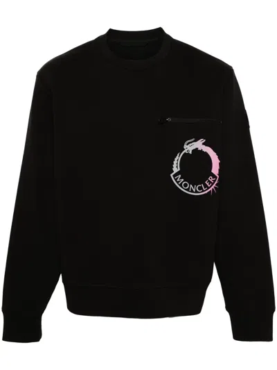 Moncler Logo-print Drop-shoulder Sweatshirt In Black