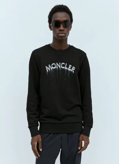 Moncler Logo Print Sweatshirt In Black