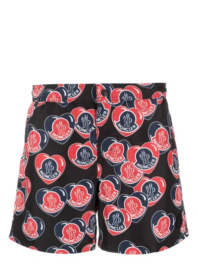 Moncler Logo-print Swim Shorts In Black