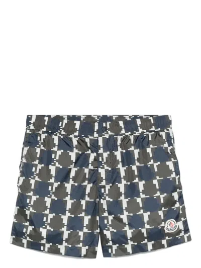 Moncler Logo-print Swim Shorts In Blue
