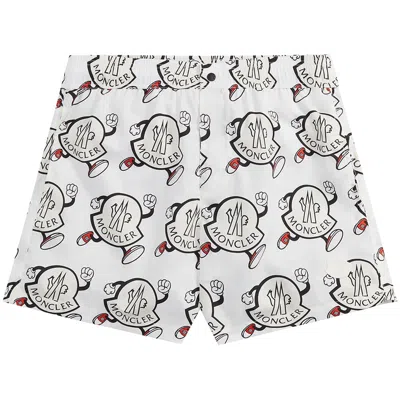 Pre-owned Moncler Logo Print Swim Trunks 'white' | Men's Size L