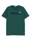 Moncler Flocked Logo Cotton T-shirt In Green