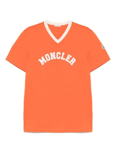 Moncler Logo-print T-shirt In Orange