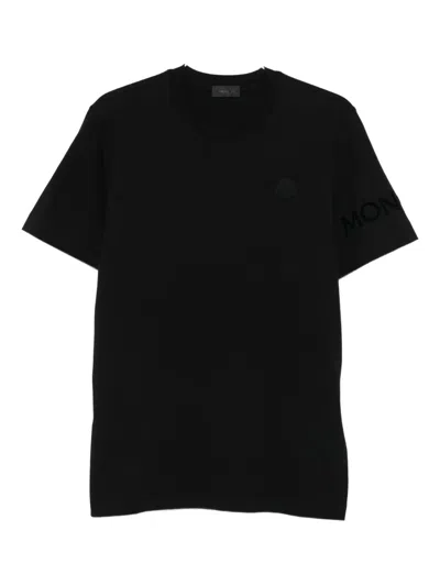 Moncler Soft Cotton Short Sleeve Crew Neck T-shirt In Black