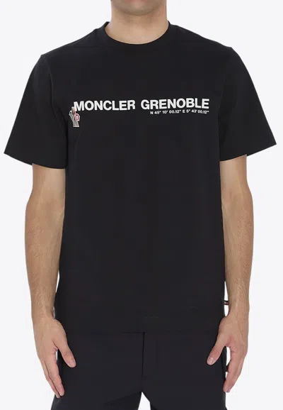 Moncler Logo Print T-shirt In Black