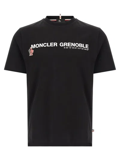 Moncler Logo Print T-shirt Black In Multi