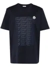 Moncler Blue T-shirt With Repeated Logo Pattern In Blue