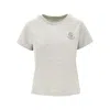 Moncler Embroidered Crew Neck Short Sleeve Top In Gray