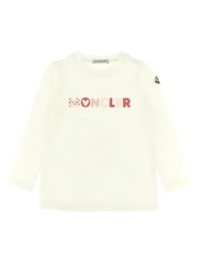 Moncler Kids' Logo Stretch Cotton Graphic T-shirt In White