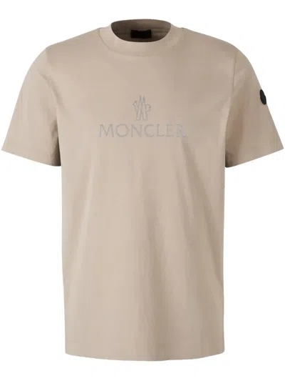 Moncler Logo-print T-shirt In Neutrals
